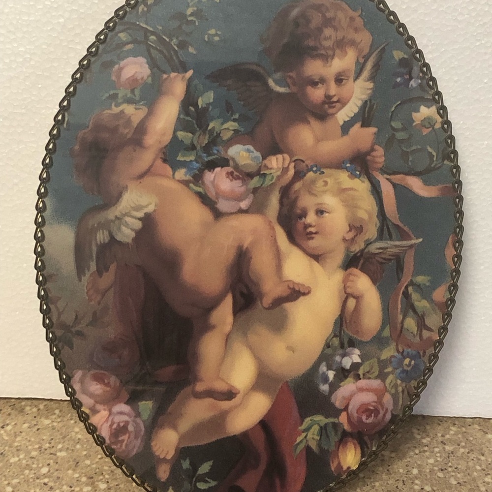 Gallery Graphics By Flue Cover Glass Putti Cherub Trio Angels Framed Wall Art